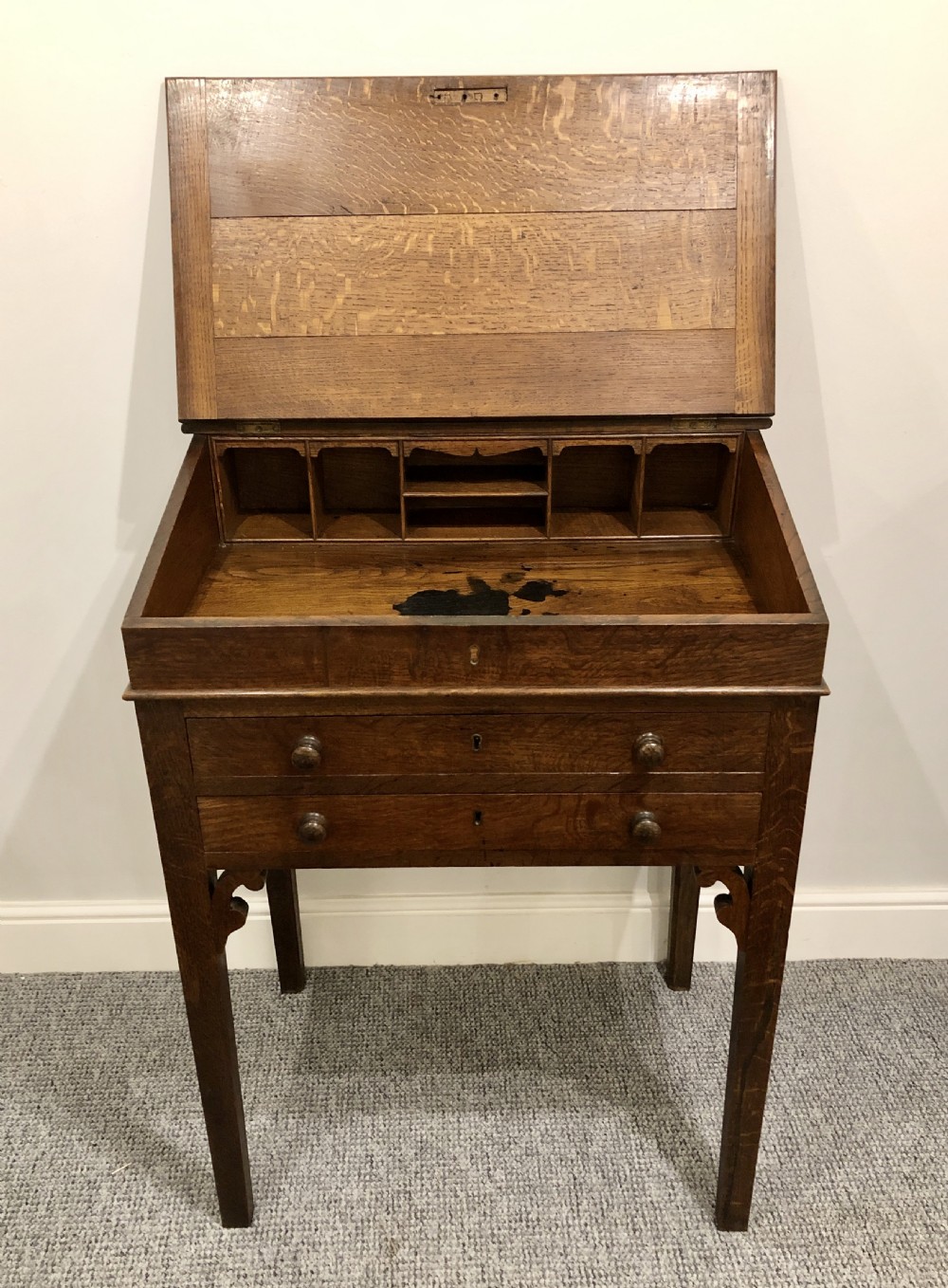 Antique Oak Bureau Clerks Desk View XI
