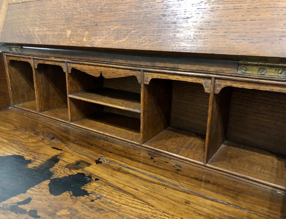 Antique Oak Bureau Clerks Desk View XIII