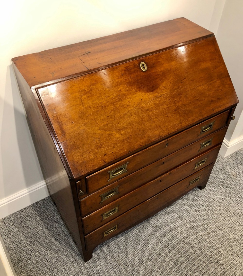 Antique Georgian Mahogany Bureau with Military Style Handles View V