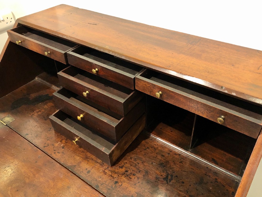 Antique Georgian Mahogany Bureau with Military Style Handles View IX