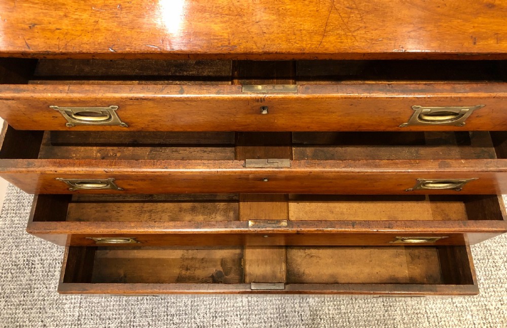 Antique Georgian Mahogany Bureau with Military Style Handles View XI