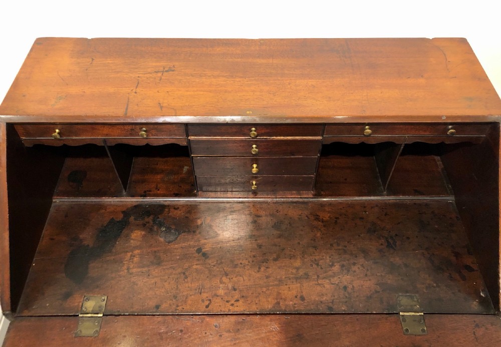 Antique Georgian Mahogany Bureau with Military Style Handles View XII