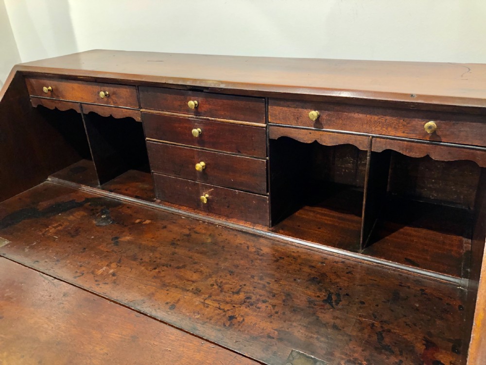 Antique Georgian Mahogany Bureau with Military Style Handles View XV