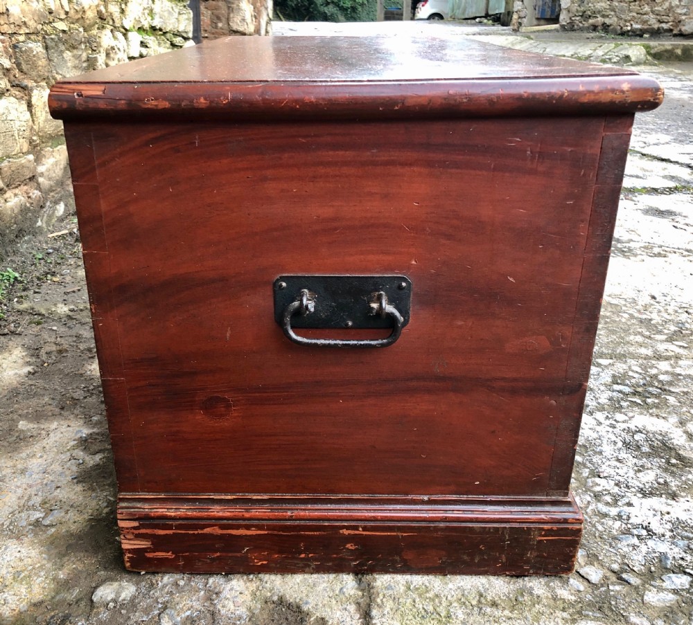 Antique Stained Pine Blanket Box View V