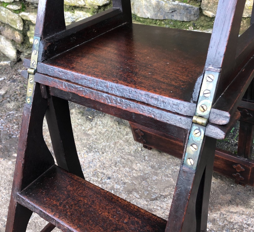 Antique Victorian Mahogany Metamorphic Library Step Chair View VIII