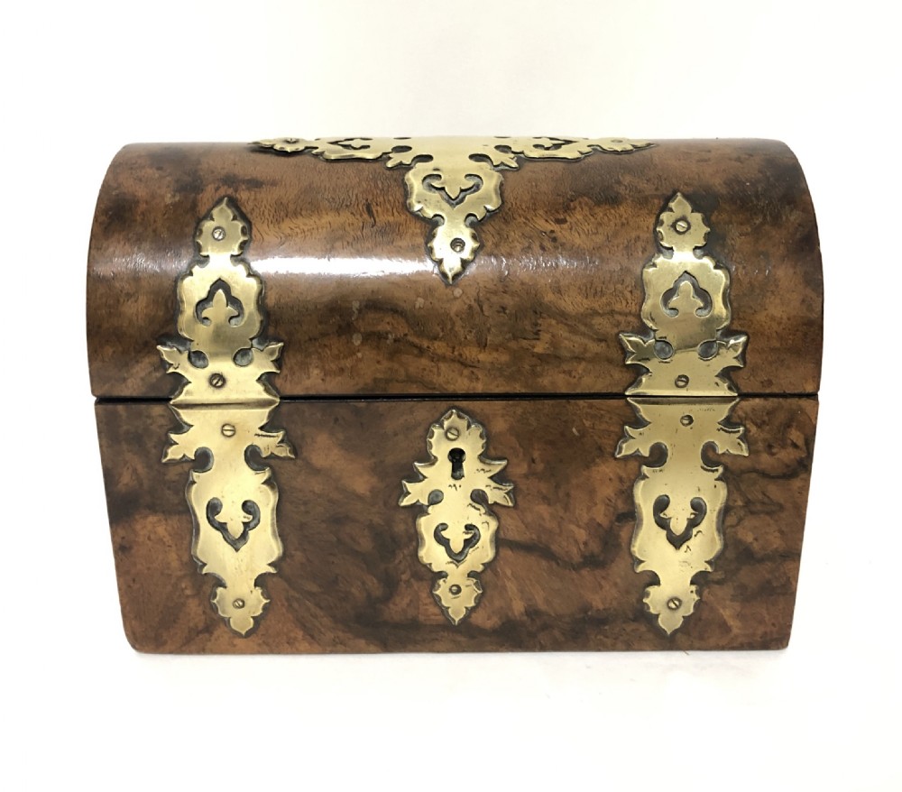 Victorian Walnut Brass Bound Stationery Box