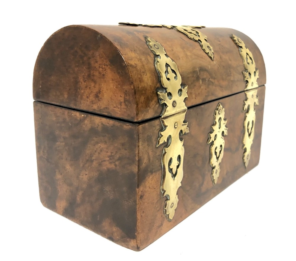 Victorian Walnut Brass Bound Stationery Box View II