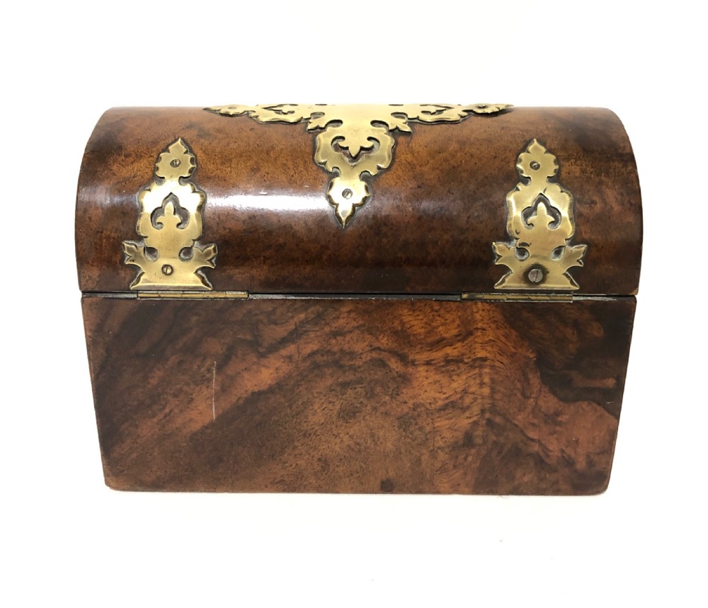 Victorian Walnut Brass Bound Stationery Box View IV