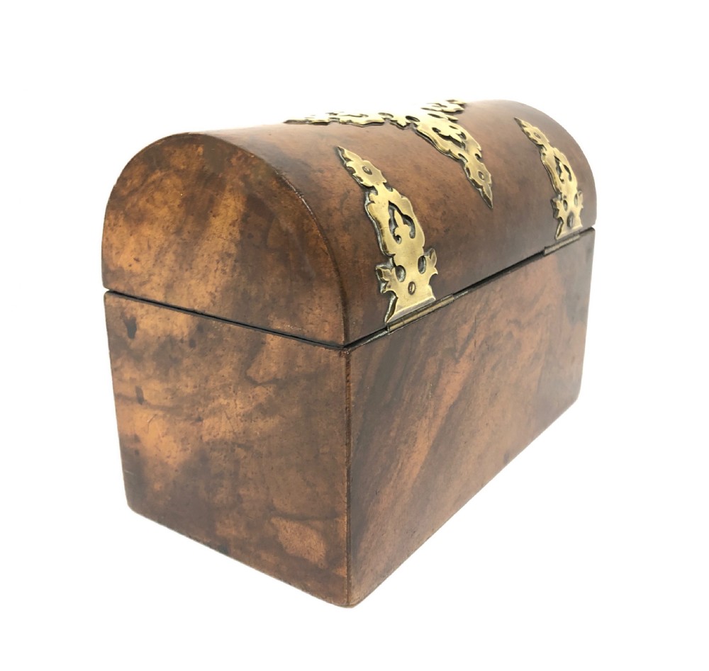 Victorian Walnut Brass Bound Stationery Box View VI