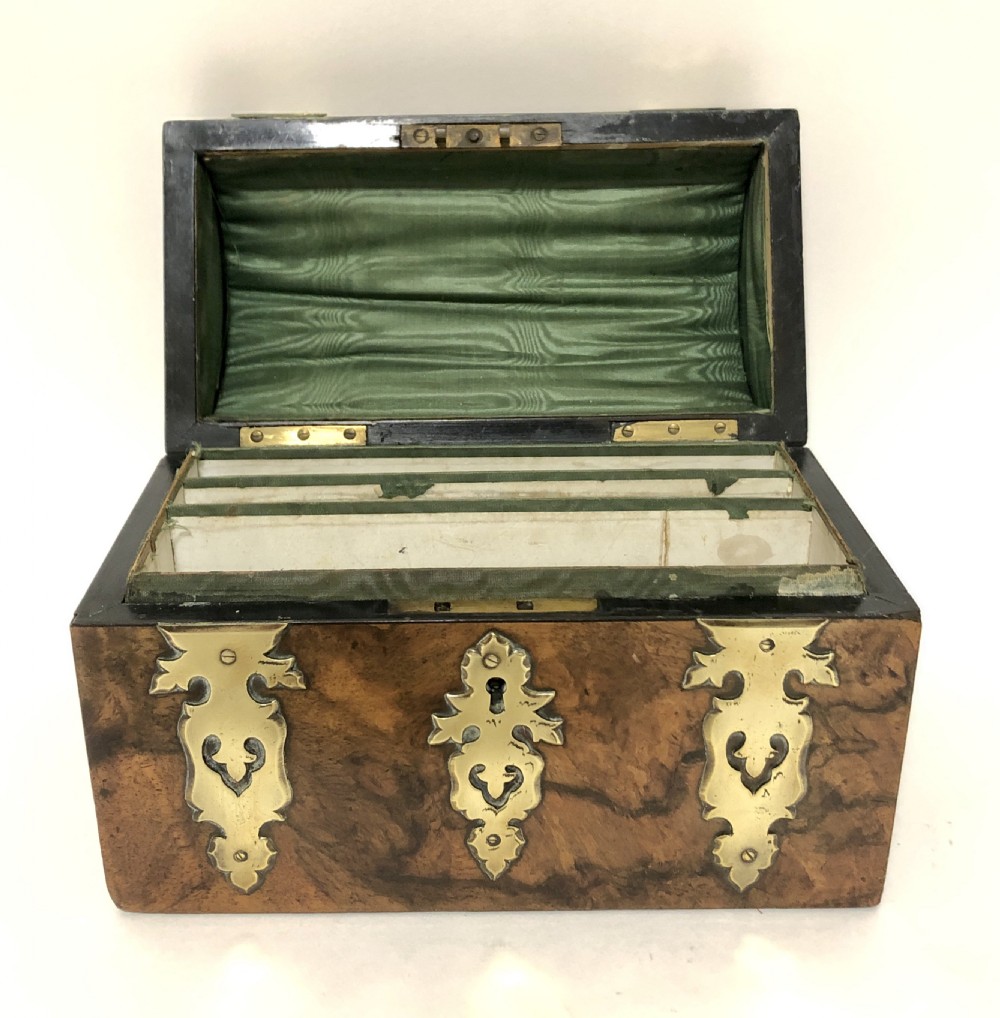 Victorian Walnut Brass Bound Stationery Box View VII