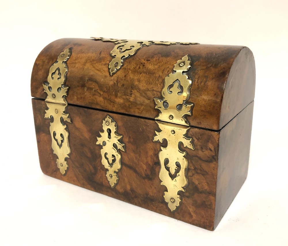 Victorian Walnut Brass Bound Stationery Box View IX