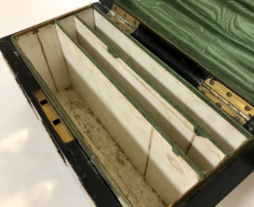 Victorian Walnut Brass Bound Stationery Box View XII