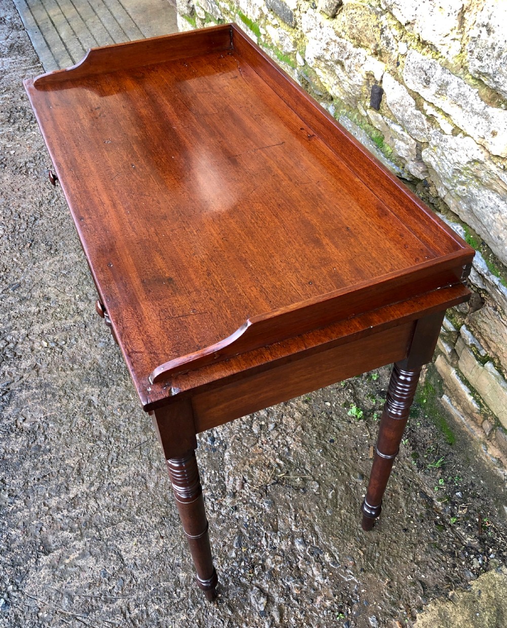 Victorian Mahogany Two Drawer Side Table View V