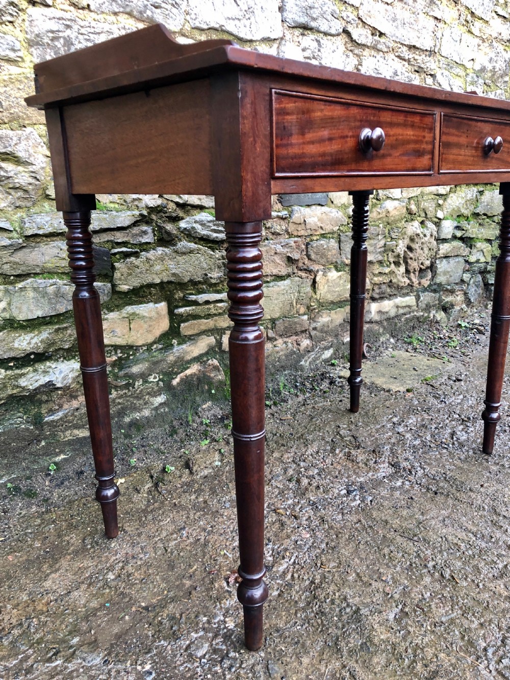 Victorian Mahogany Two Drawer Side Table View XII