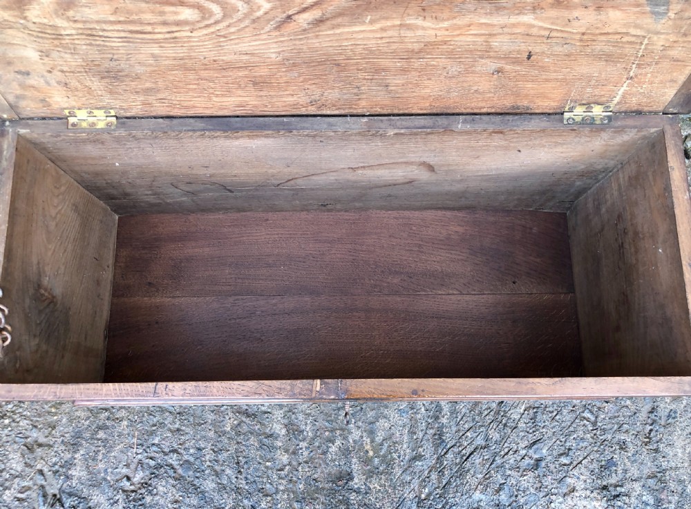 Antique 18th Century Oak Blanket Box Chest View XV