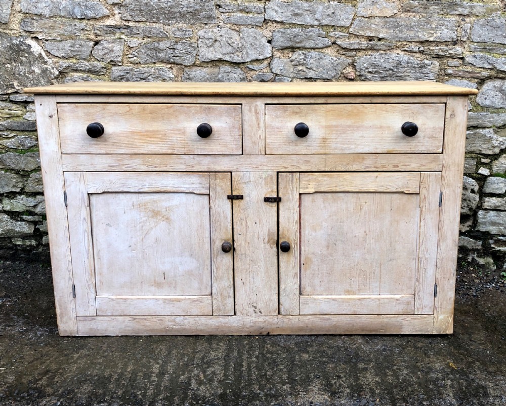 Large Victorian Stripped Pine Dresser Base