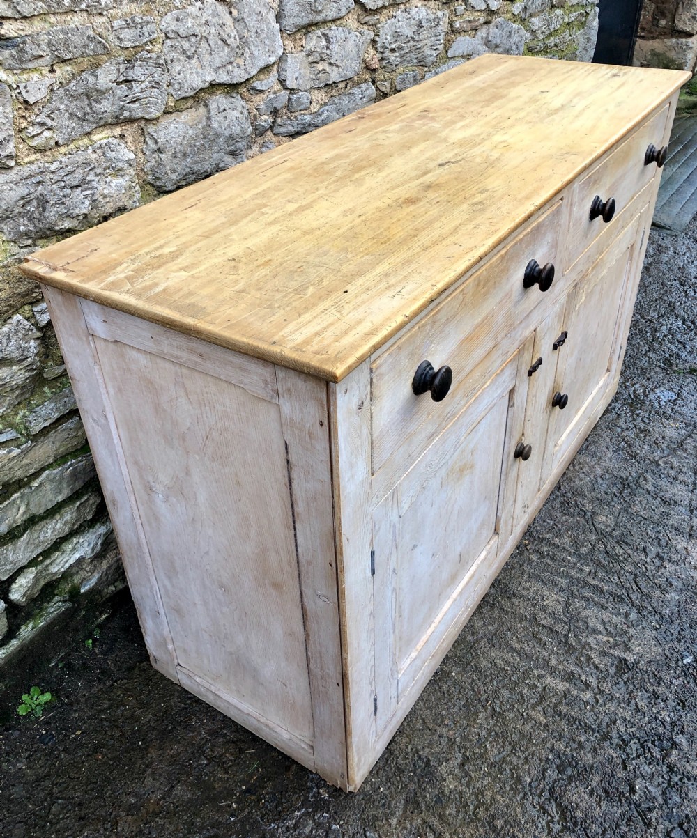Large Victorian Stripped Pine Dresser Base View IV