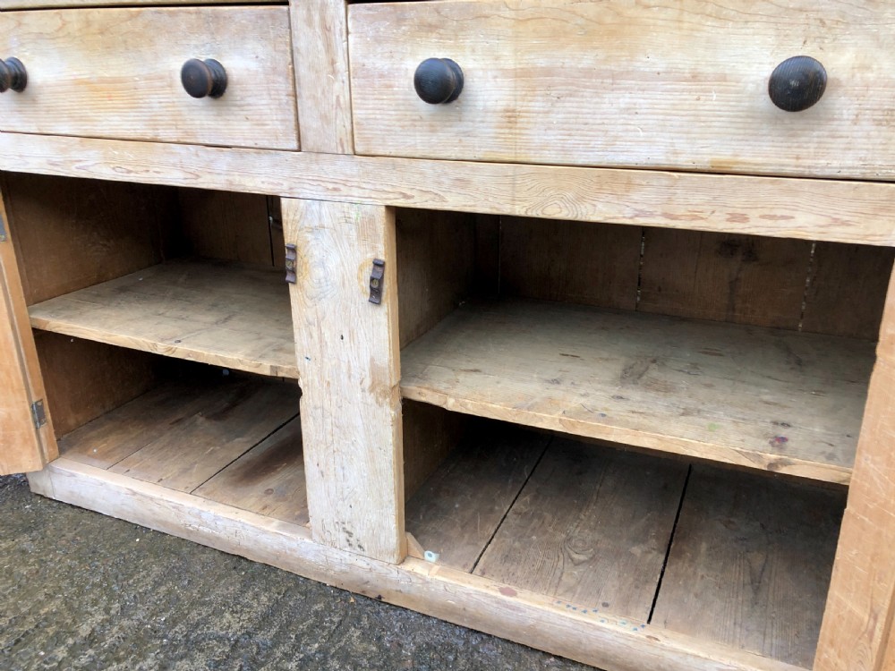 Large Victorian Stripped Pine Dresser Base View V