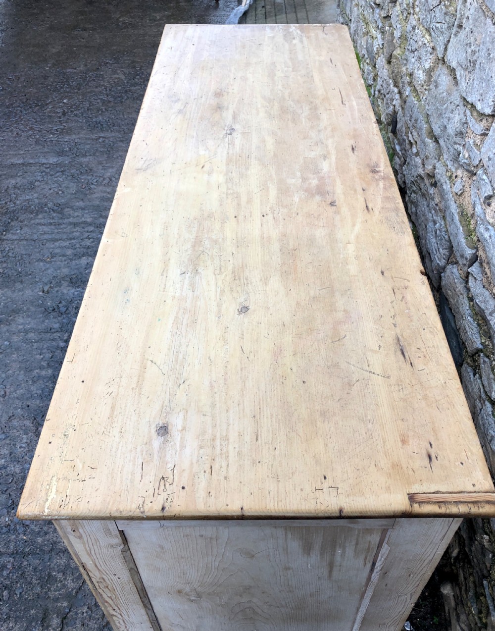 Large Victorian Stripped Pine Dresser Base View VII