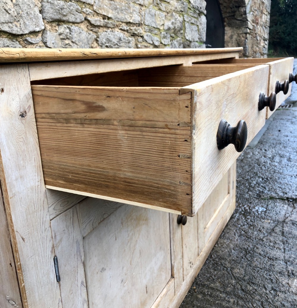 Large Victorian Stripped Pine Dresser Base View IX