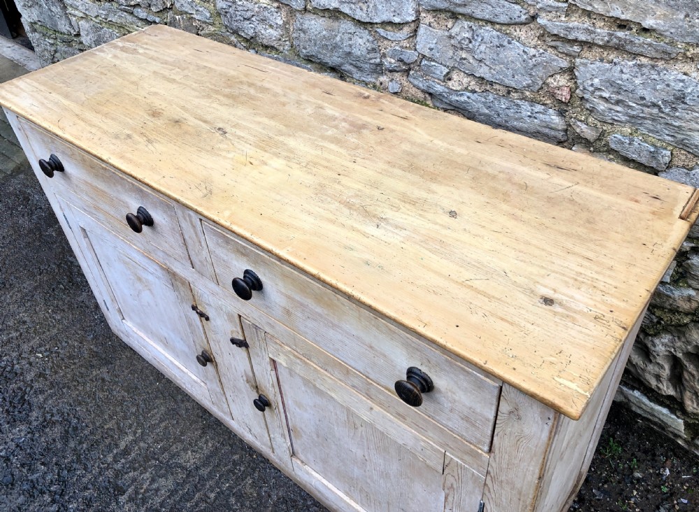 Large Victorian Stripped Pine Dresser Base View X