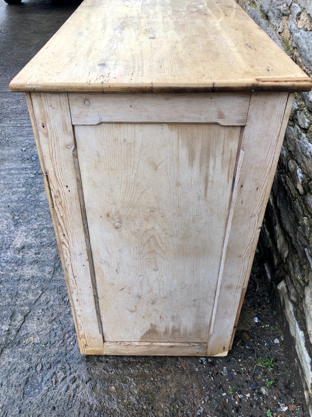 Large Victorian Stripped Pine Dresser Base View XV