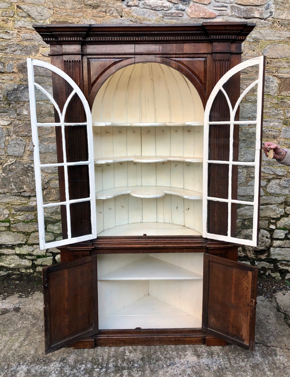 18th Century Oak Barrel Back Corner Cupboard View XIII
