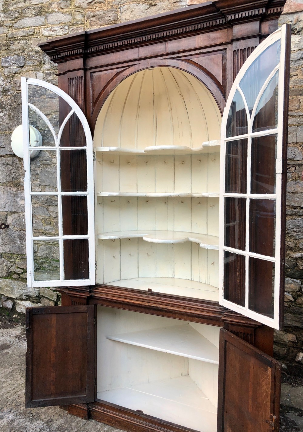 18th Century Oak Barrel Back Corner Cupboard View XV