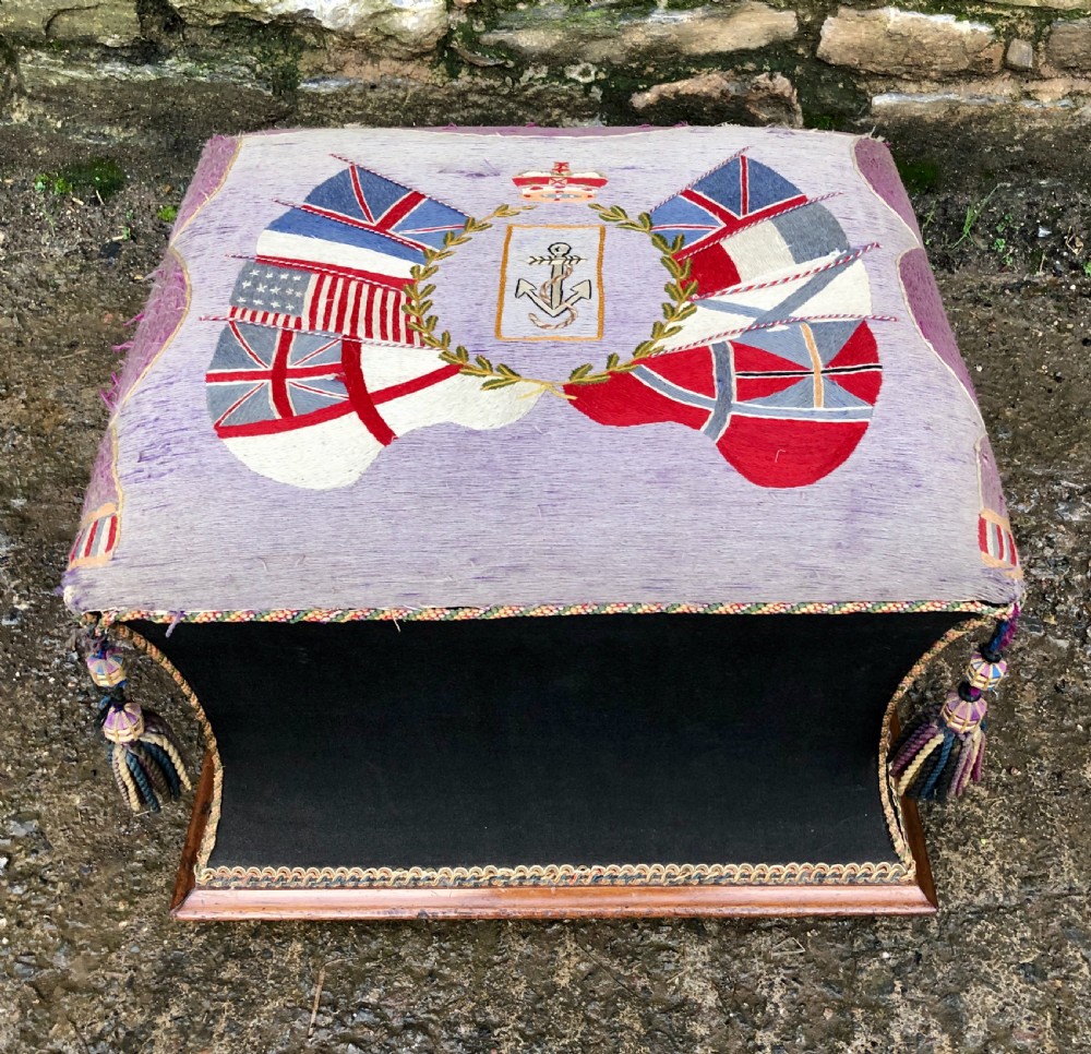Antique Ottoman with Naval Embroidery View II