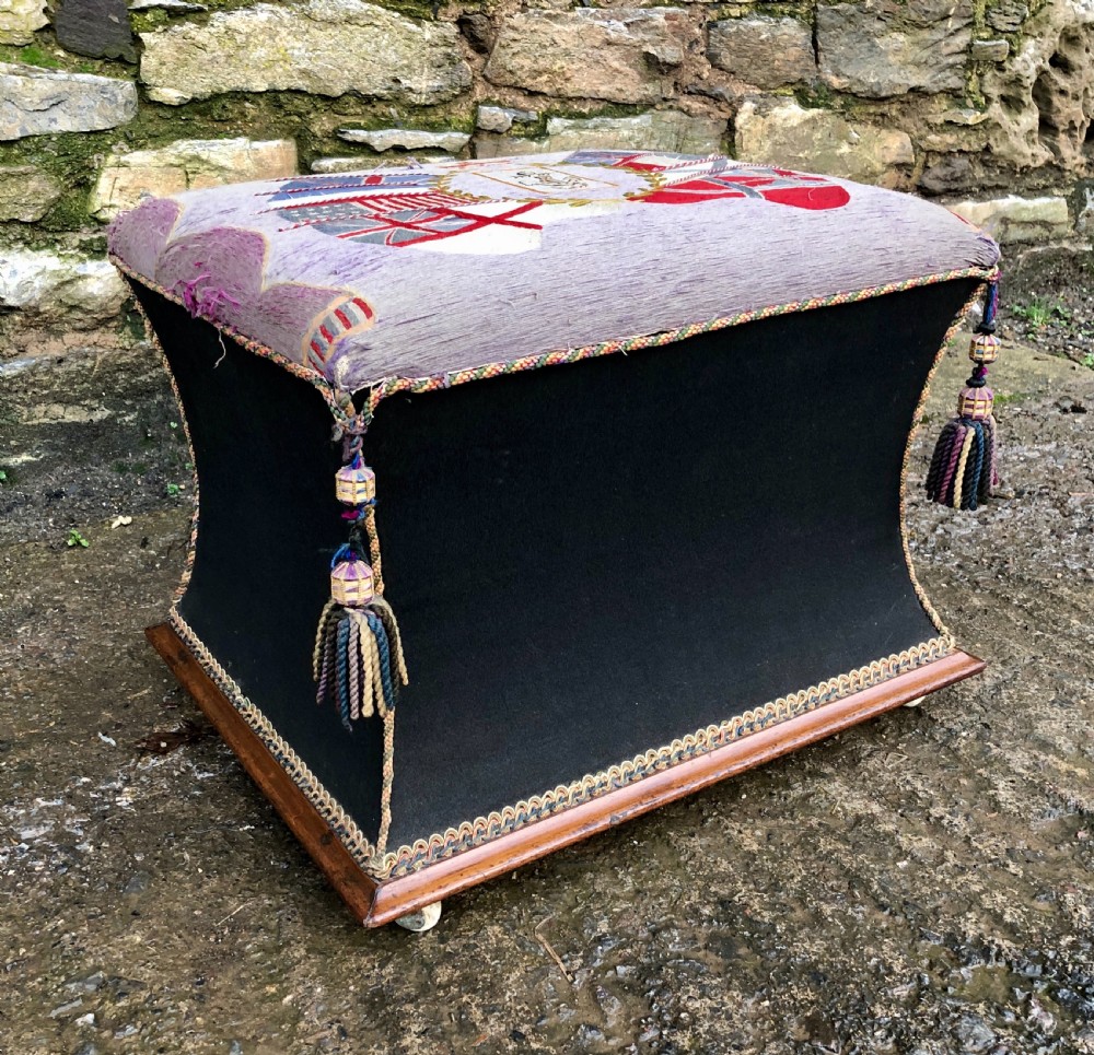 Antique Ottoman with Naval Embroidery View III