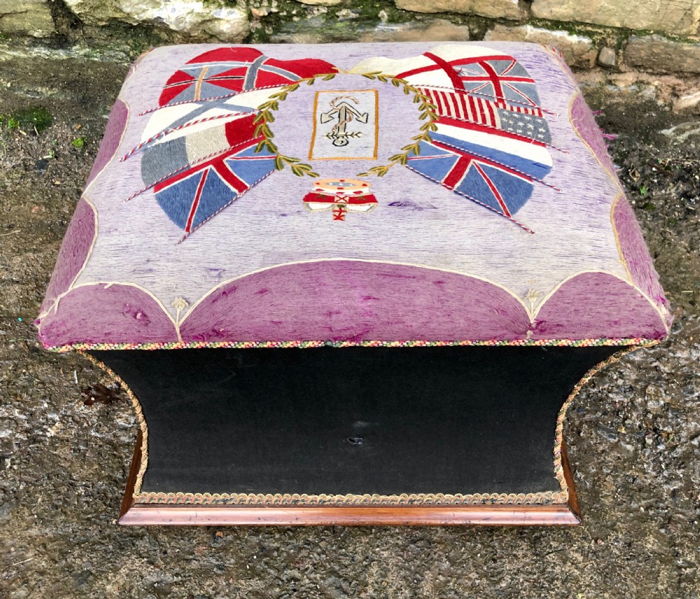 Antique Ottoman with Naval Embroidery View IV