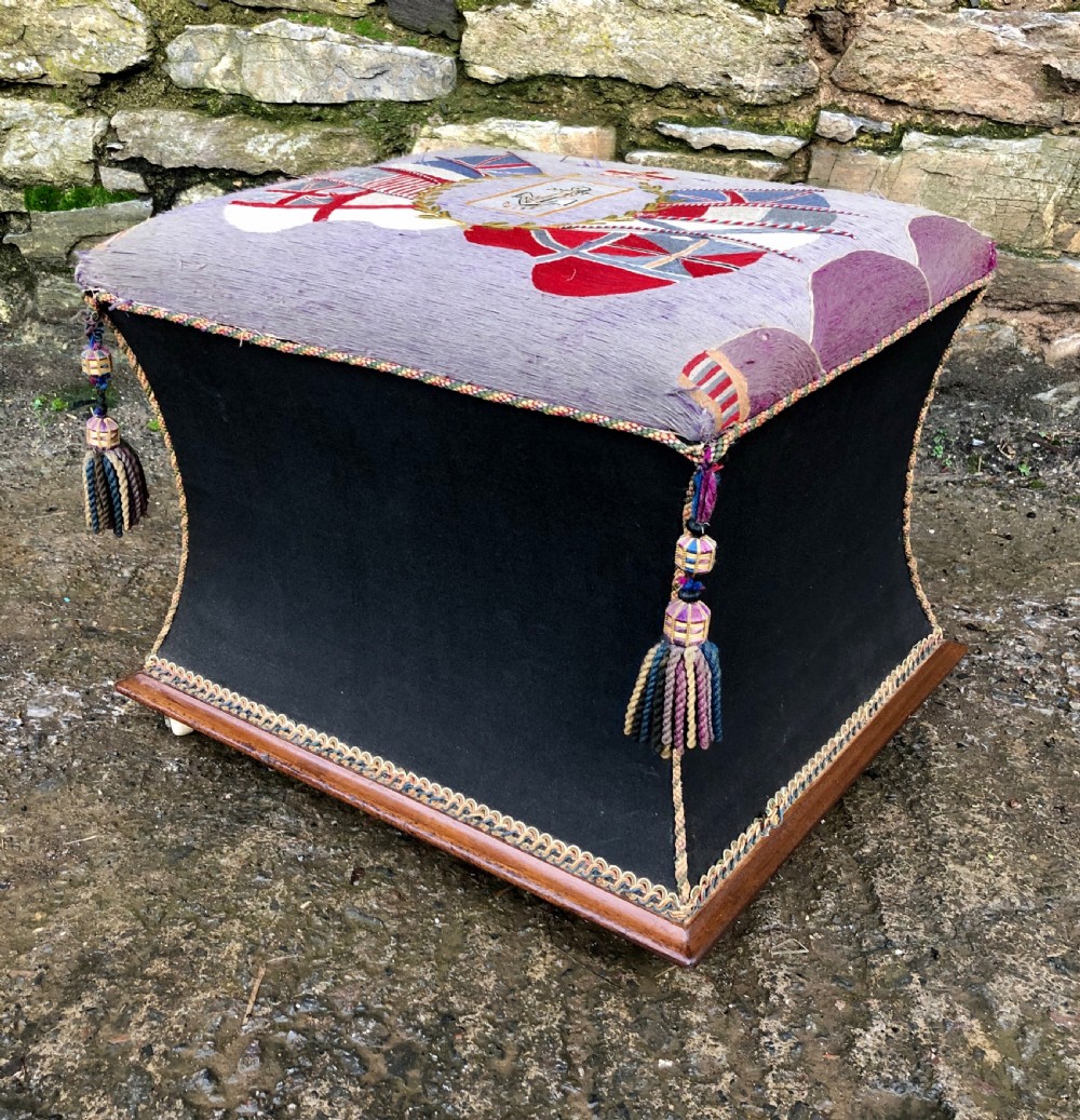 Antique Ottoman with Naval Embroidery View V
