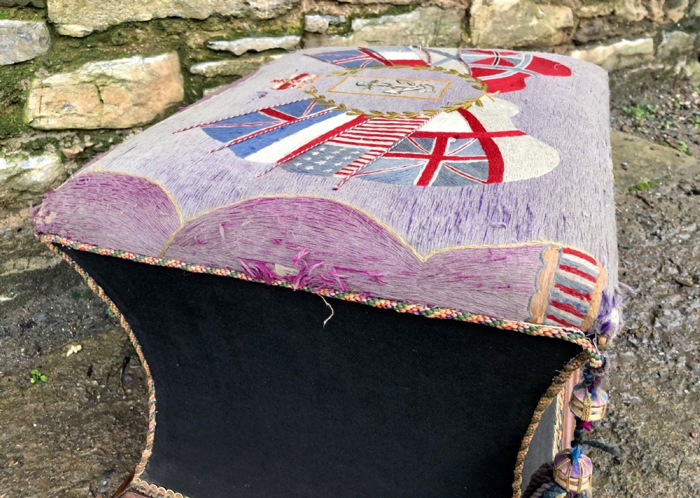 Antique Ottoman with Naval Embroidery View XV