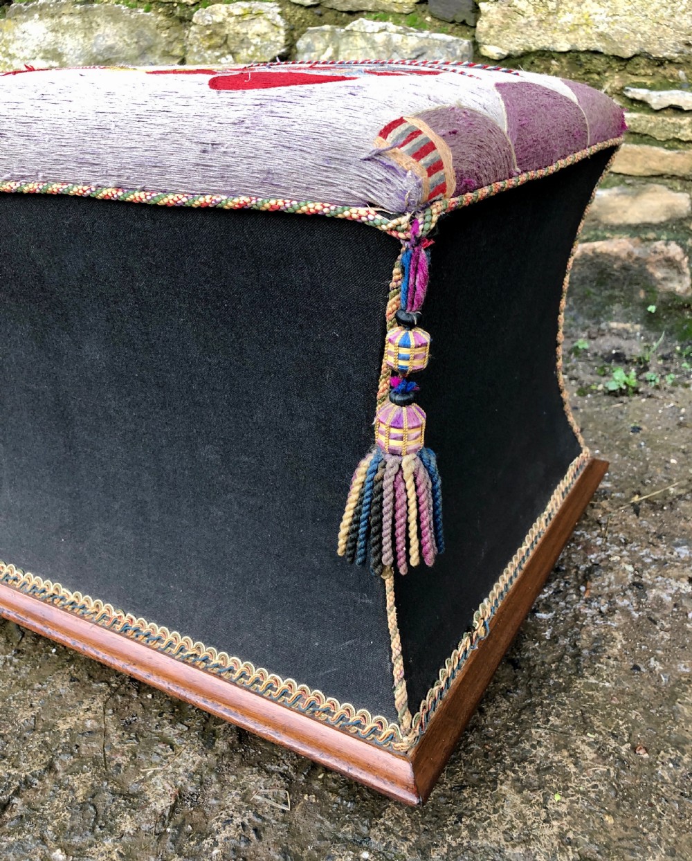 Antique Ottoman with Naval Embroidery View XVIII
