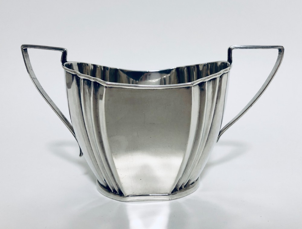 Victorian Solid Sterling Silver Twin Handled Sugar Bowl View V
