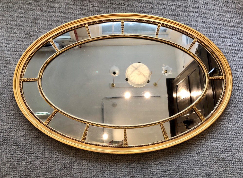 Antique Gilt Oval Marginal Wall Mirror