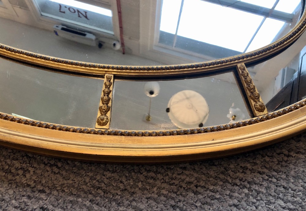 Antique Gilt Oval Marginal Wall Mirror View II