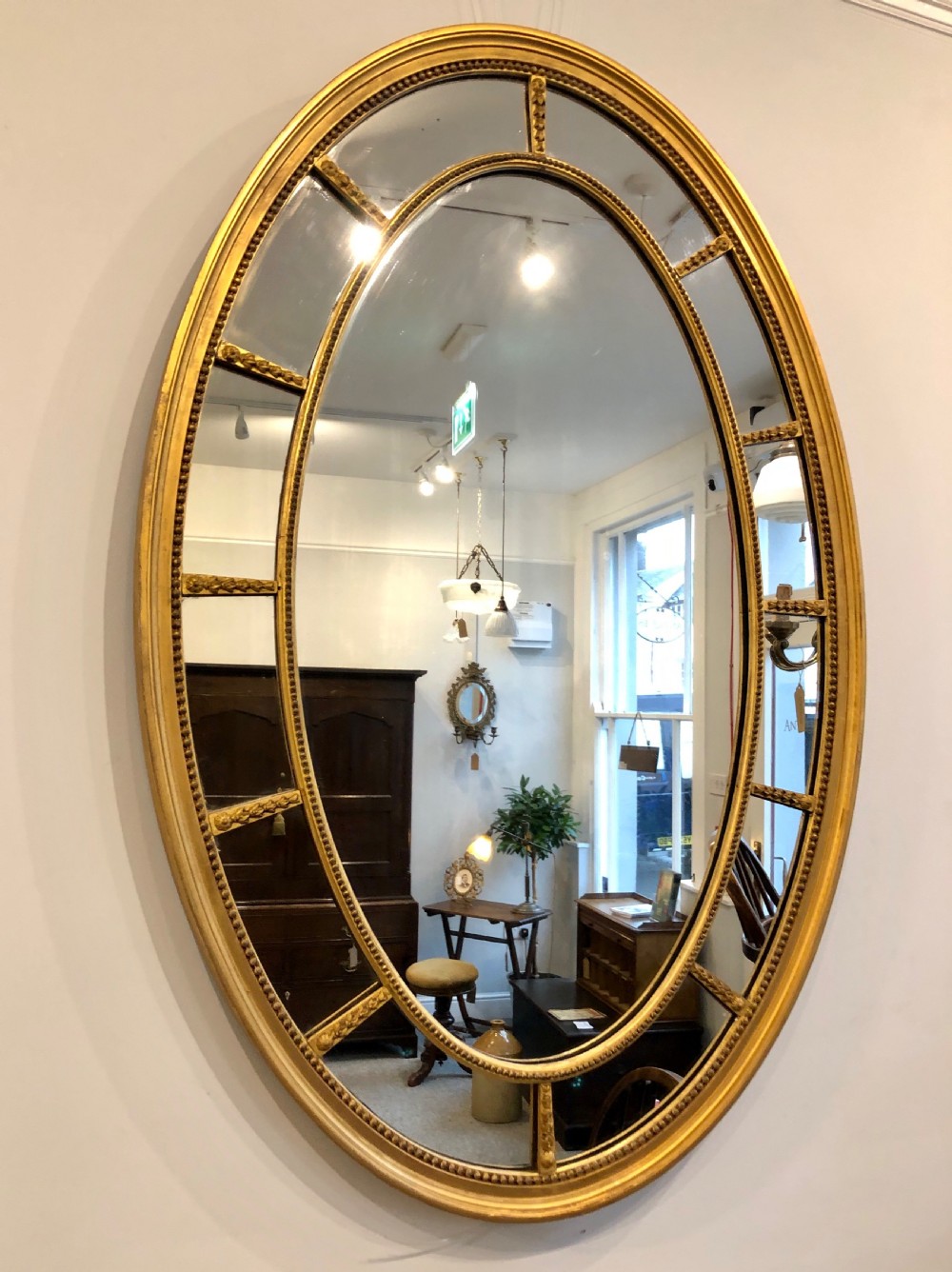 Antique Gilt Oval Marginal Wall Mirror View IV