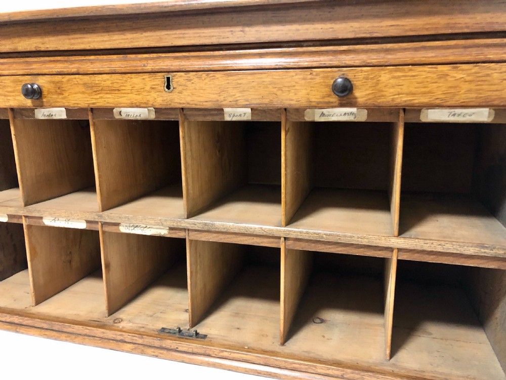 Antique Oak Tambour Fronted Filing Cabinet View III