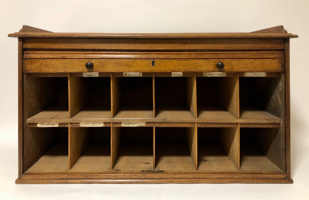 Antique Oak Tambour Fronted Filing Cabinet View IV