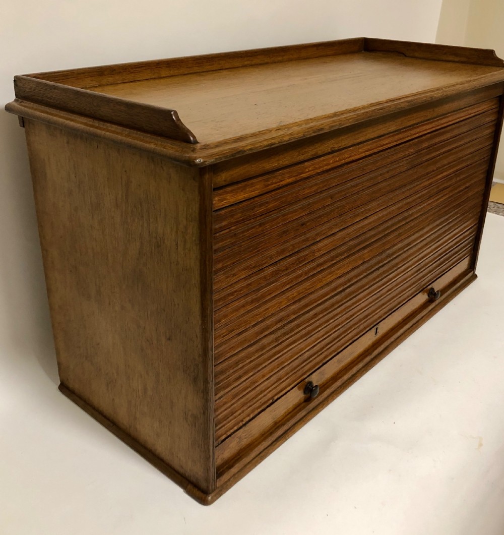 Antique Oak Tambour Fronted Filing Cabinet View VI