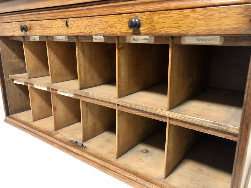 Antique Oak Tambour Fronted Filing Cabinet View VII