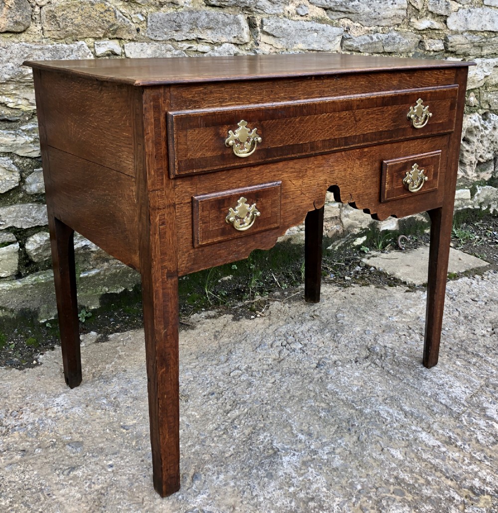 Georgian Oak Crossbanded Lowboy View II