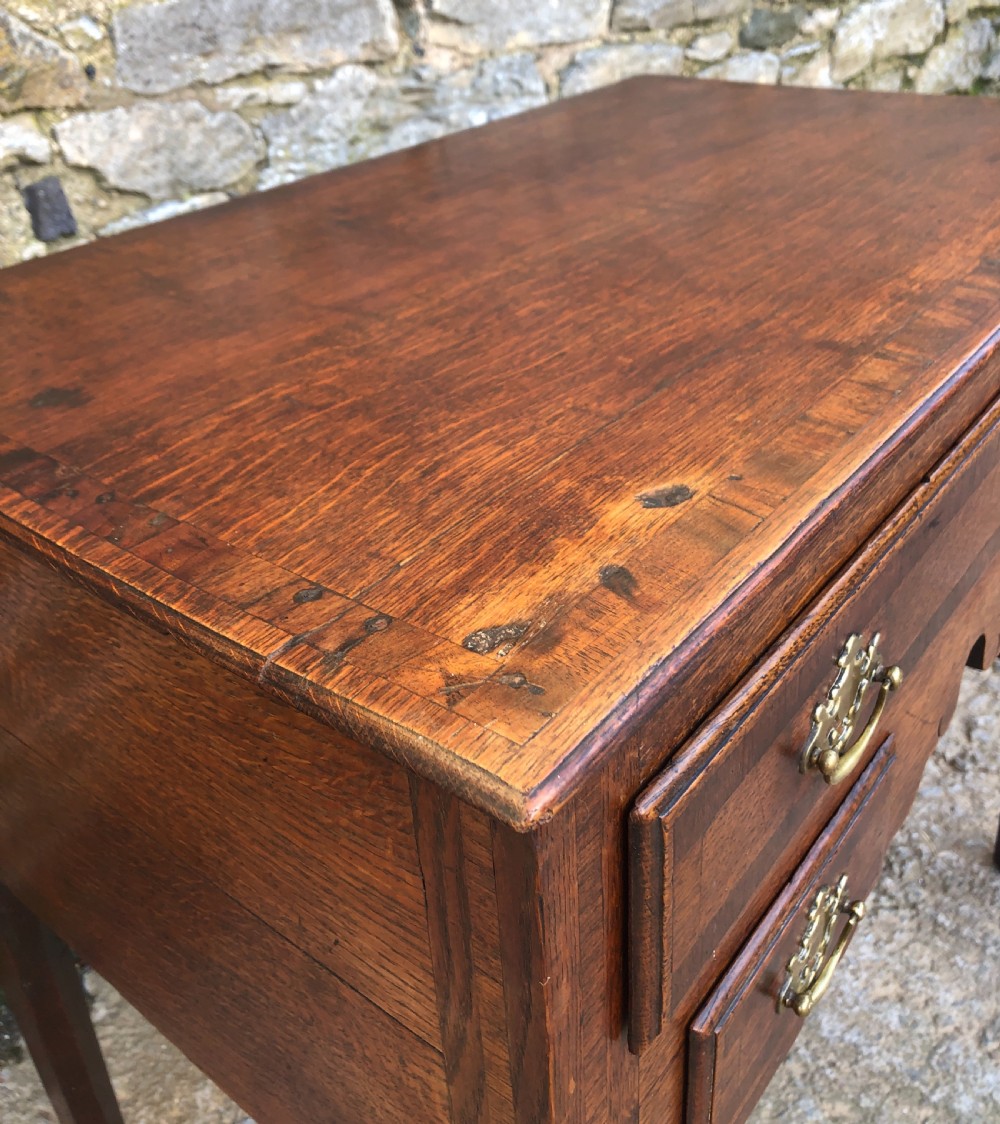 Georgian Oak Crossbanded Lowboy View V