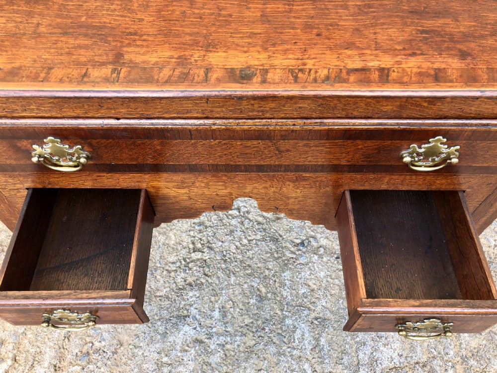 Georgian Oak Crossbanded Lowboy View XIX