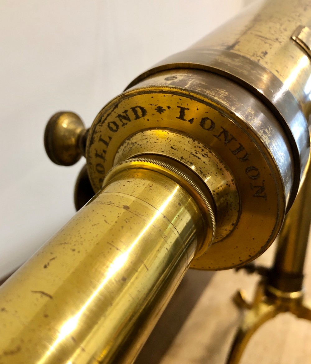 Antique Dollond 3 inch Library Telescope on Tripod in Box View II