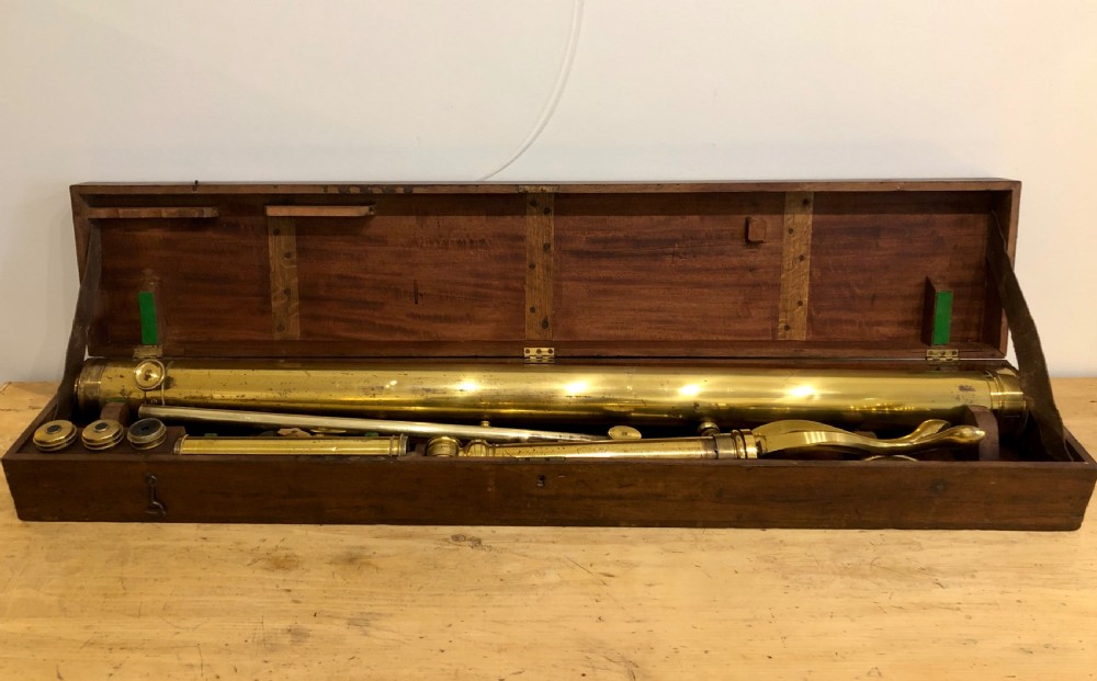 Antique Dollond 3 inch Library Telescope on Tripod in Box View XI