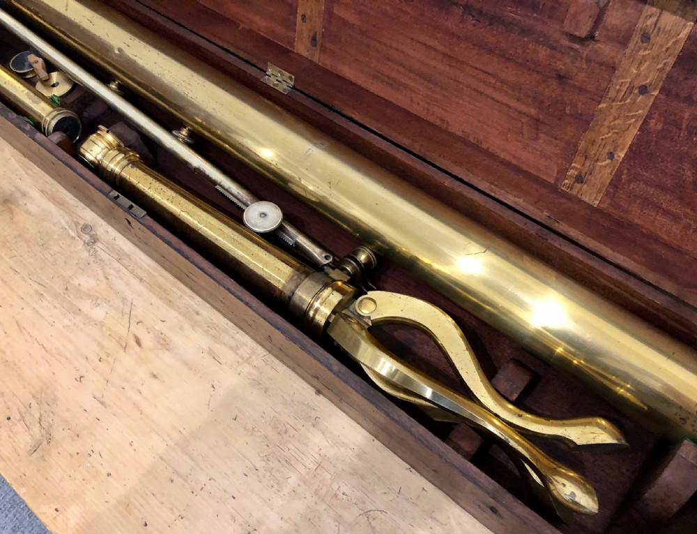 Antique Dollond 3 inch Library Telescope on Tripod in Box View XVII