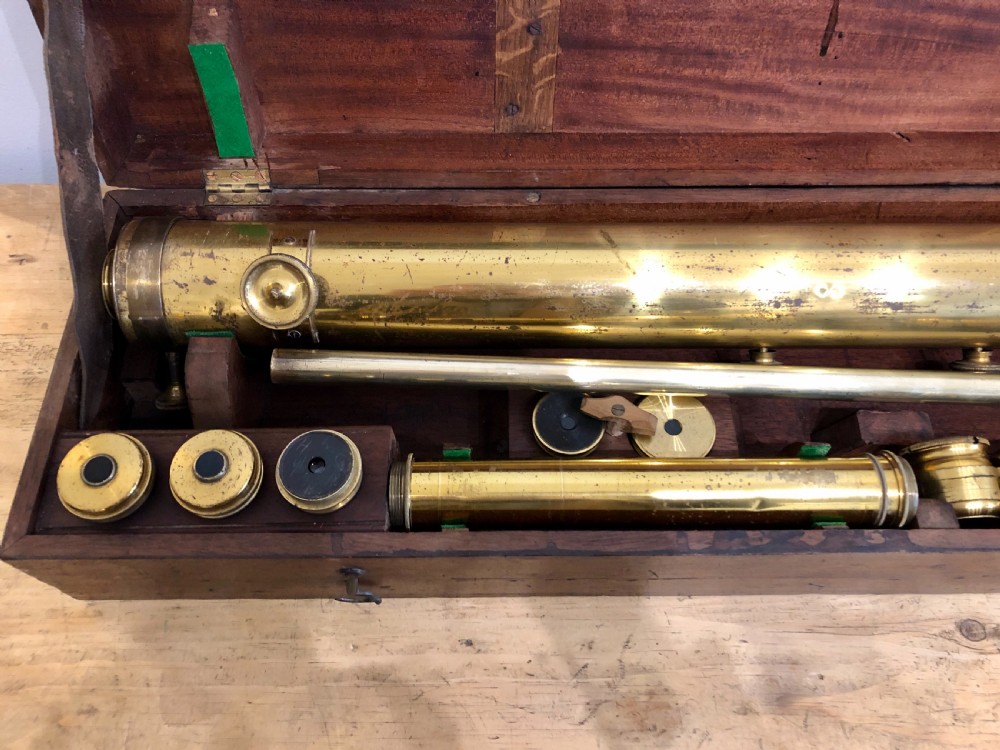 Antique Dollond 3 inch Library Telescope on Tripod in Box View XX