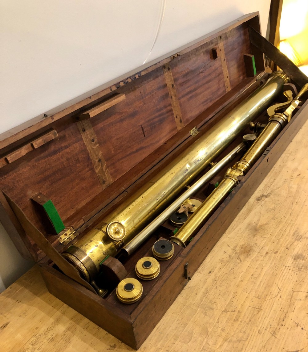 Antique Dollond 3 inch Library Telescope on Tripod in Box View XXII